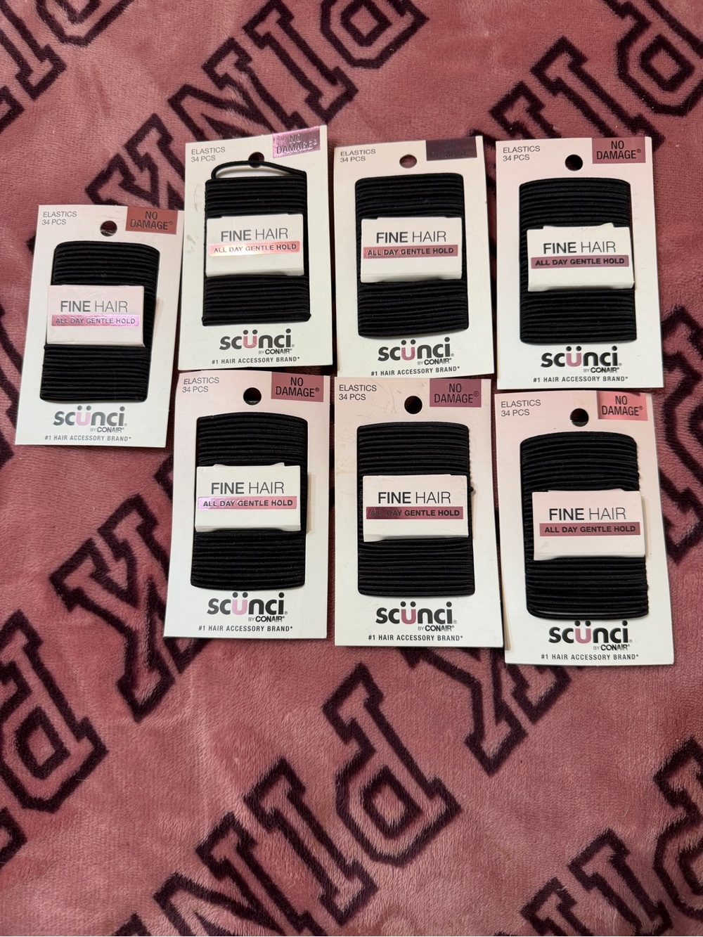 Scunci Fine Hair Black Elastics - 7 Packs